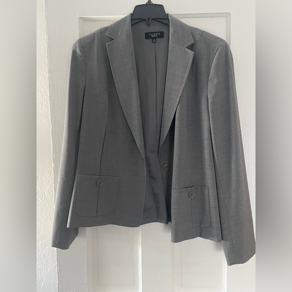 Talbots Charcoal Blazer Women’s Formal Dress wear Wool Blend Stylish size 18
